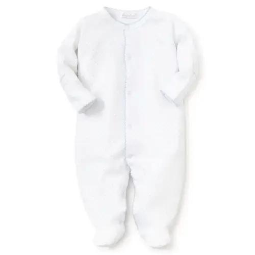 White/Blue New Kissy Dots Print Footie