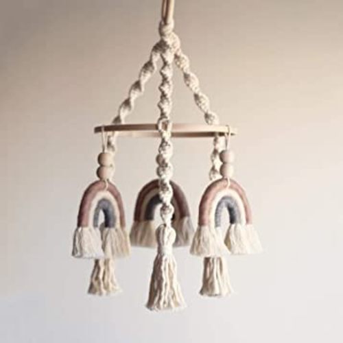 Neutral Baby Crib Mobile Nursery Cot Mobile Macrame Rainbow Baby Mobile Ceiling Mobile Newborn Shower Gift