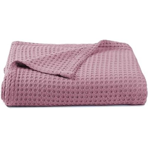 36” X 40” Inches Cooling Baby Waffle Weave Blanket, Ultra-Soft Lightweight Receiving Blanket for Newborn, Breathable Comfortable Baby Swaddle Blanket for Boys and Girls(Mauve)