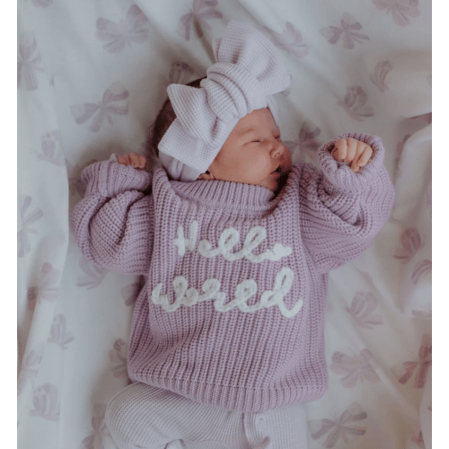 'Hello World' Chunky Knit Jumper | Lilac