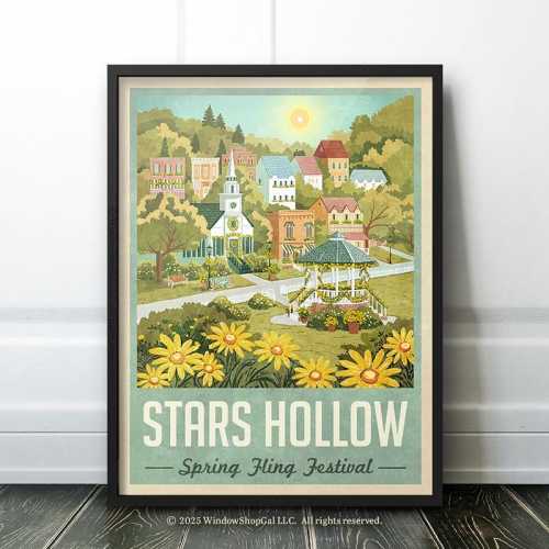 Stars Hollow Spring Travel Poster (1000 Yellow Daisies)