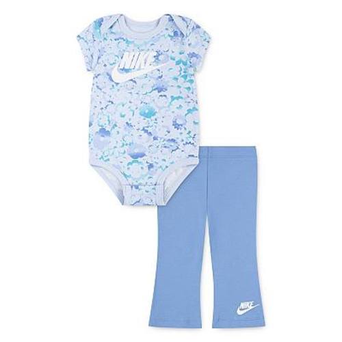 Newborn Baby Girls Nike Floral Bodysuit & Leggings 2-Piece Set