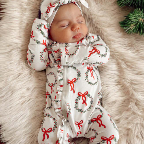 Ruffle Christmas Wreath Onesie
