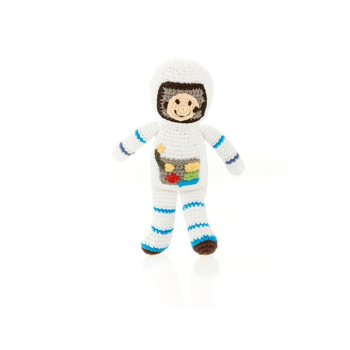 Hand Knit Baby Rattle - Space Man