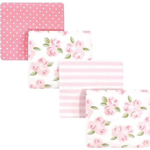 Little Treasure Unisex Baby Cotton Flannel Receiving Blankets, Beyoutiful 4-Pack, One Size