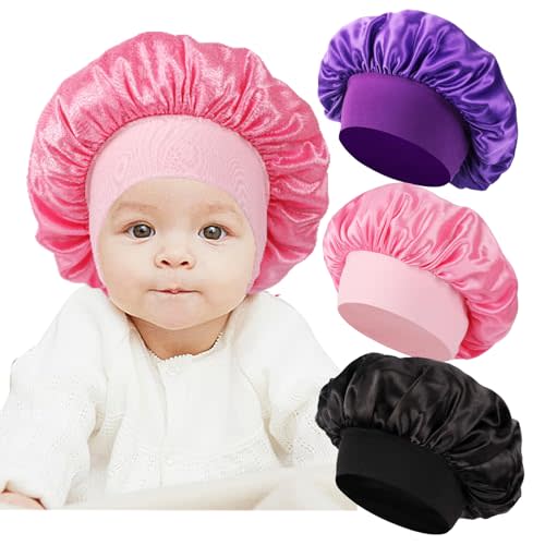 Haniraba 3 Pcs Baby Bonnets for Sleeping,Infant Sleep Cap Hair Bonnet for Baby Girls,Boys,Toddler