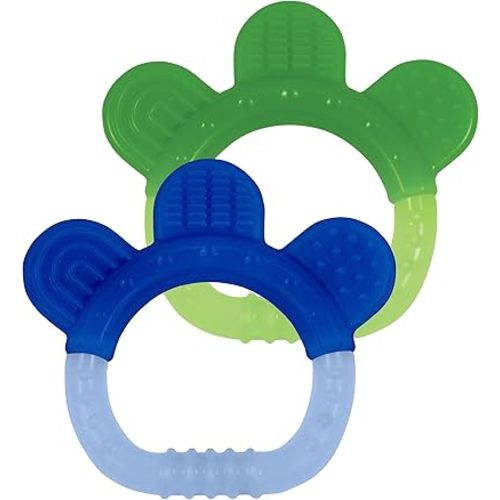 green sprouts Silicone Teethers (2 Pack) | Soothes Gums & Promotes Healthy Oral Development | Multiple Textures Massage Gums, Easy to Hold, Gum, & chew, Dishwasher Safe, Blue