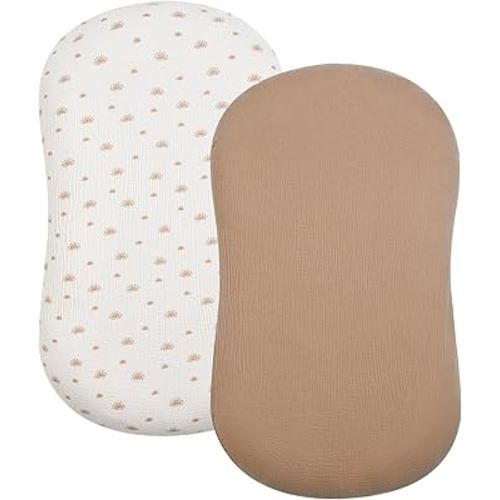 Baby Lounger Cover, Muslin Baby Nest Cover 2 Pack, 100% Cotton Newborn Lounger Cover, Infant Lounger Cover, Breathable Adjustable Slipcover for Boys Girls, Covers Only