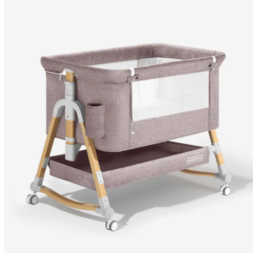 HARPPA Cuddly 3-in-1 Baby Bassinet Bedside Sleeper for Reflux | Attaches to Bed, Adjustable 5 Heights, Non-Toxic & CPSC Certified | Sturdy Aluminum Frame, Portable Wheels, Tool-Free Setup, Gentle Rocking | Perfect for Newborns, Infants, Small Spaces & Saf