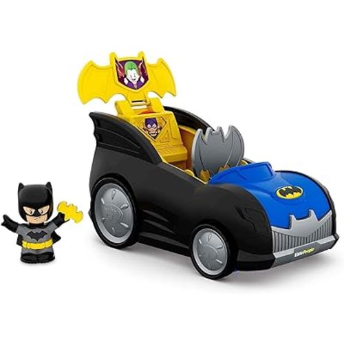 Fisher-Price Little People Toddler Toy DC Super Friends 2-in-1 Batmobile, Batman Playset & Vehicle for Preschool Pretend Play Kids Ages 18+ Months