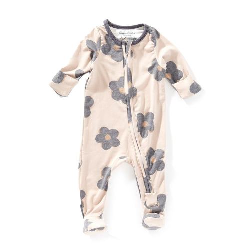 Copper Pearl Baby Girls Gemma Floral Print Long Sleeve Zip Front Footie