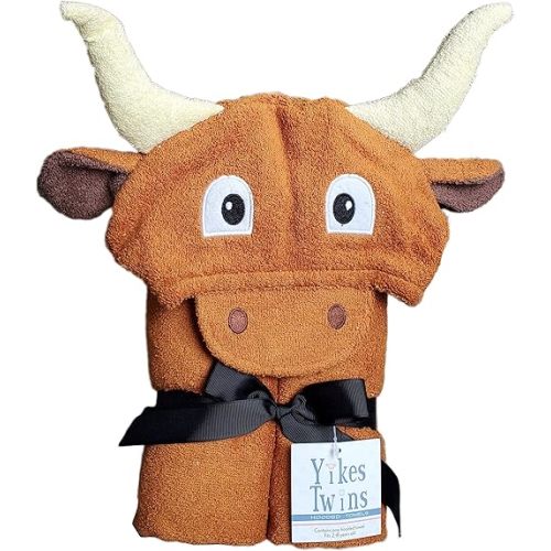 Hooded Baby Towel for Kids 2-8 | Large 100% Cotton Baby Towel for Girls or Boys | Unisex Cute Texas Longhorn Bath Towels for Babies and Toddlers