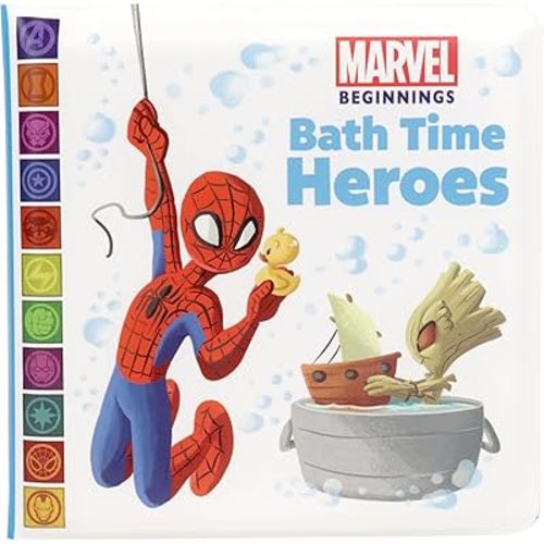 Marvel Beginnings: Bath Time Heroes Bath Book - Groot, Spider-Man, Iron Man, and More! - PI Kids