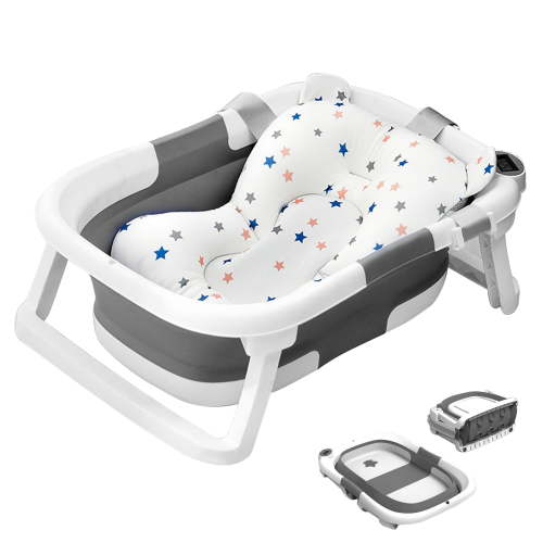 RUPOUN Baby Bathtub, Collapsible for Newborn Boys and Girls, Portable and Foldable, Gray