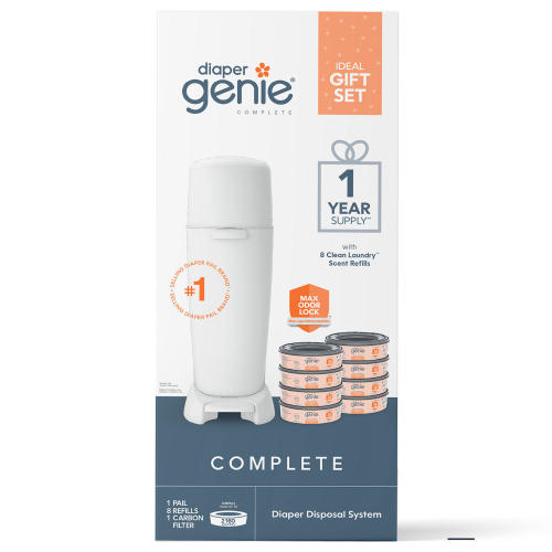 Diaper Genie Complete Gift Set Diaper Pail, 8 Refill Bags, 1 Carbon Filter, 1 Year Supply - Sam's Club