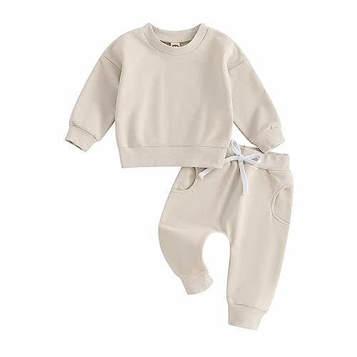 wdehow Toddler Baby Girls 2pcs Outfit Letters Print Long Sleeve Sweatshirt Tops Solid Color Pants Fall Winter Clothes