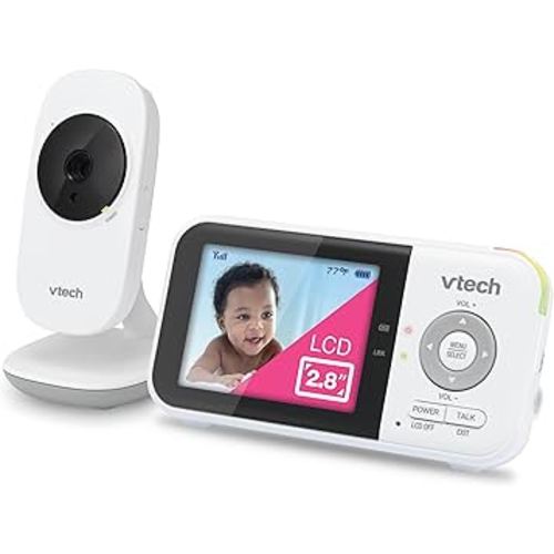 VTech VM819 Baby Monitor, 2.8” Screen, Night Vision, 2-Way Audio, Temperature Sensor and Lullabies, Secure Transmission No WiFi
