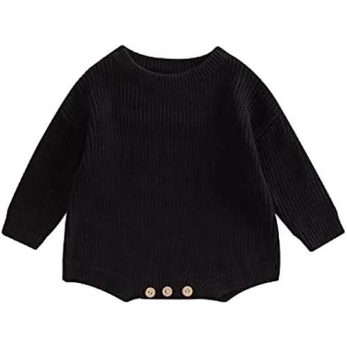 woshilaocai Baby Boy Girl Sweater Oversized Long Sleeve Romper Warm Crewneck Bodysuit Knitted Winter Clothes