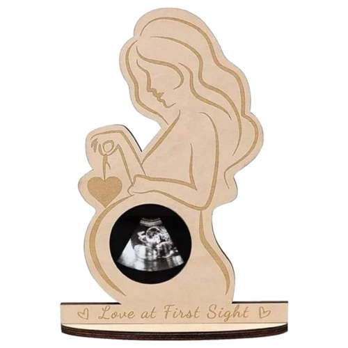Pregnant Woman Sonogram Picture Frame Wooden Heart Ultrasound Photo Frame Moms Pregnancy Announcements Sign Pregnancy Gifts for First Time Moms Maternity Baby Shower Keepsakes Photo Frame