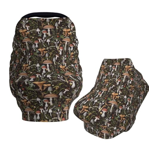 Muishi Mushroom Leaves Baby Car Seat Covers Carseat Canopy Soft Infant Stroller Cover Nursing Breastfeeding Covers for Girls Boys Newborn