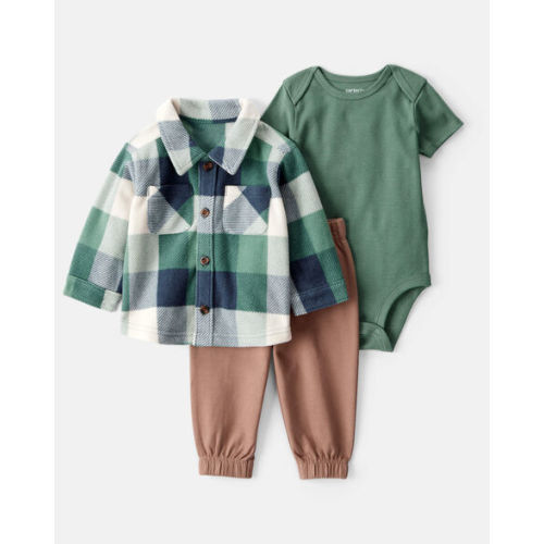 Baby 3-Piece Plaid Little Jacket Set - Green/Brown - Carter's | Carter's