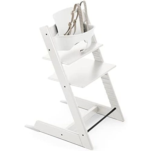 Tripp Trapp High Chair from Stokke, White - Adjustable, Convertible Chair for Children & Adults - Includes Baby Set with Removable Harness for Ages 6-36 Months - Ergonomic & Classic Design