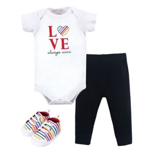 Little Treasure Baby Cotton Bodysuit, Pant And Shoe 3pc Set, Love Always Wins, 3-6 Months