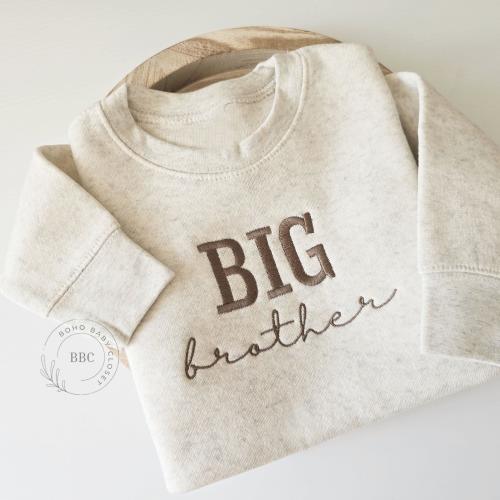 Embroidered Big Brother Sweatshirt, Natural Toddler Sweatshirt, Pregnancy Announcement, Big Bro, Coming Soon Neautral Sweatshirt, S1
