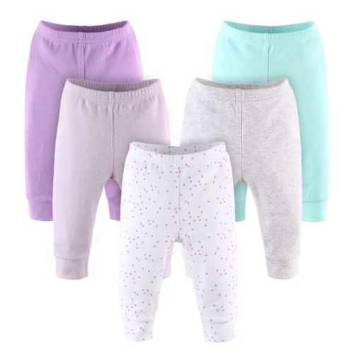 The Peanutshell 5-pack Baby Pants, Pastel Dot Print, 12-18m