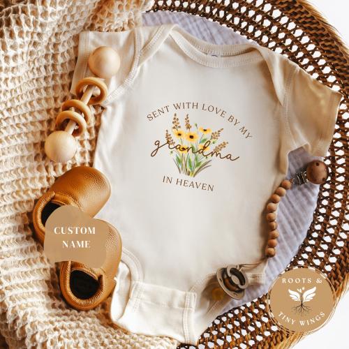 Handpicked Custom Bodysuit Handpicked for Earth by my Grandma in Heaven Handpicked Grandpa Bodysuit Auntie in Heaven Heaven Sent Shirt
