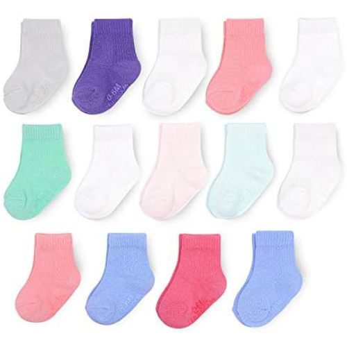 Fruit of the Loom Baby 14-Pack Grow & Fit Flex Zones Cotton Stretch Socks - Unisex, Girls, Boys