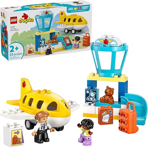 LEGO DUPLO Town First Time at The Airport Building Toy - Learning Play Set for Boys & Girls Ages 1.5+ - Little Ones Use Building Blocks to Explore Emotions - Toddler Gift Idea for Birthdays - 10443