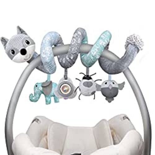 MONSTIME Car Seat Toys Newborn Toys, Stroller Toys Baby Toys 0-3 Months Infant Toys, Baby Toys for Carseat Stroller Crib with Music Rattle, Baby Toys for 0 3 6 9 12 Babies Boys Girls Enfants (Gray)