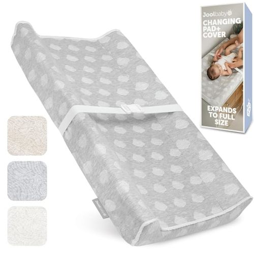 Jool Baby Soft Changing Pad + Washable Cover, Non-Slip - Fits Standard Changing Tables & Dressers (Gray)