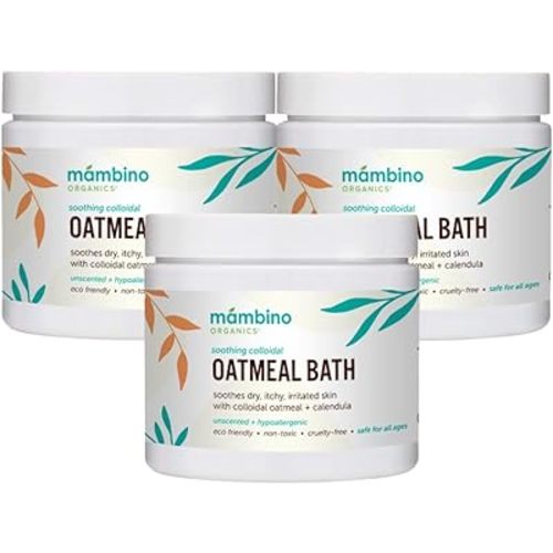 Organic Colloidal Oatmeal Bath Soak – 6oz 3-Pack of Oatmeal Powder for Dry, Irritated, Itchy Skin Relief – Cruelty-Free & Organic Bath Products for Adults Bath, Baby & Kids Bath by Mambino Organics