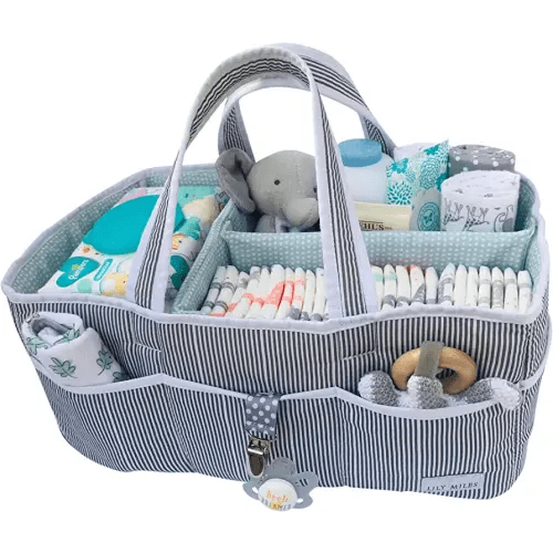 Lily Miles Baby Diaper Caddy - Large Organizer Tote Bag for Infant Boy or Girl - Baby Shower Basket - Nursery Must Haves - Registry Favorites - Collapsible Newborn Caddie Car Travel