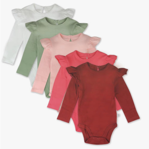 HonestBaby Long Sleeve Bodysuits Multipack Organic Cotton for Infant Baby Girls