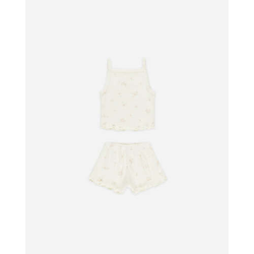 Pointelle Tank + Shortie Set || Pink Ditsy