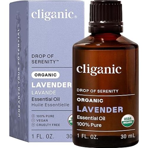 Cliganic Organic Lavender Essential Oil, 1oz - 100% Pure Natural Undiluted, for Aromatherapy Diffuser | Non-GMO Verified