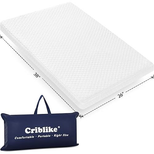 Waterproof Pack and Play Mattress, 38"x 26" Playard Mattress for Pack and Play, Pack N Play Mattress Topper with Washable Cover & Carry Bag, Baby Essentials Items