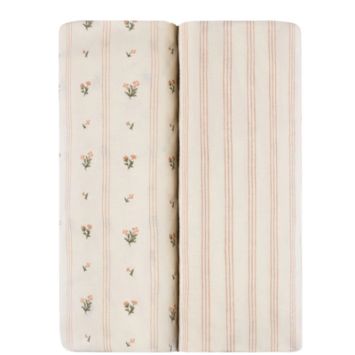 Linear Floral Crib Sheet Set Crib Sheet Set – Ely's & Co.
