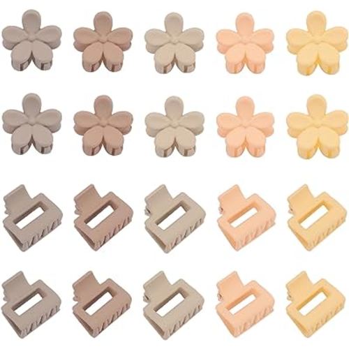 SuPoo 20pcs Small Hair Clips Mini Claw Clips Baby Hair Clips Mini Flower Claw Clips Baby Hair Accessories Claw Clips for Thin Hair Square Tiny Claw Hair Clips for Women Bangs Clips