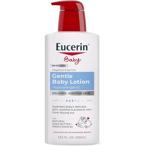 Eucerin Baby Body Lotion, Hypoallergenic and Fragrance Free Baby Lotion with Pro-Vitamin B5 and Shea Butter, 13.5 Fl Oz Bottle