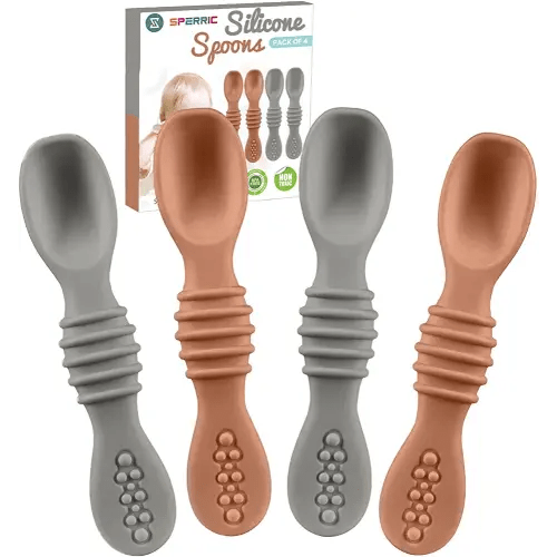 Silicone Baby Spoon, Baby Led Weaning, First Stage Baby Spoons, Baby Feeding Spoon Set Gum Friendly BPA Lead Phthalate & Plastic Free, Baby Self Feeding Utensils for Infant & Toddler, Great Gift Set