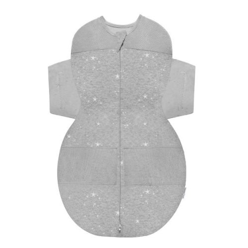 Happiest Baby SNOO Sack Swaddle Wrap - Gray Melange with Stars - M