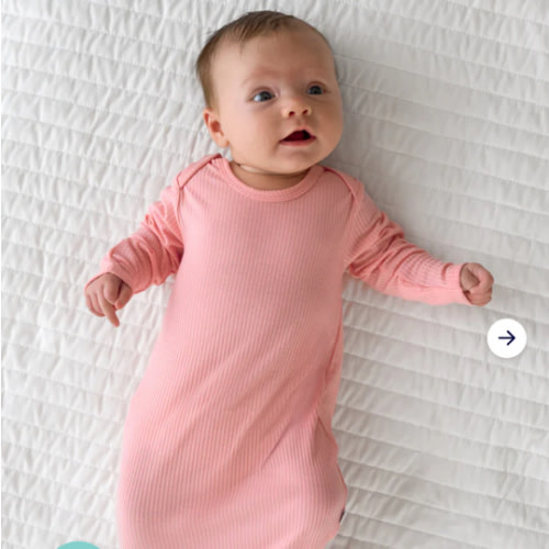Bubblegum Ribbed Infant Gown - Little Sleepies