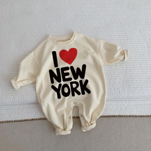I LOVE NEW YORK Baby Beige Romper