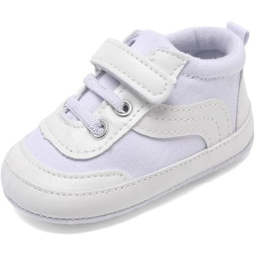 Clowora Unsex Baby Boys Girls Canvas First Walkers Shoes,Newborn Infant Non Slip Soft Sole Crib Casual Sneaker