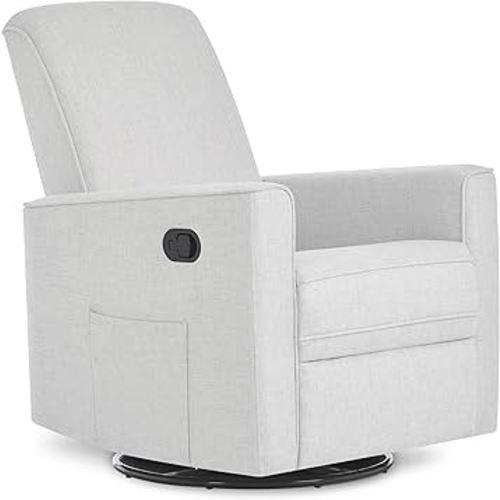 évolur Raleigh Upholstered Manual Glider Recliner– Rocking & 360° Swivel with Smooth Glide – Greenguard Gold & FSC Certified – Modern Nursery and Living Room Chair in Fog