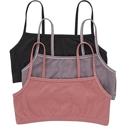 Hanes Women's Cropped Bralette Pack, 3-Pack, Breathable Crop Top Bras, Solid or Assorted, 3-Pack